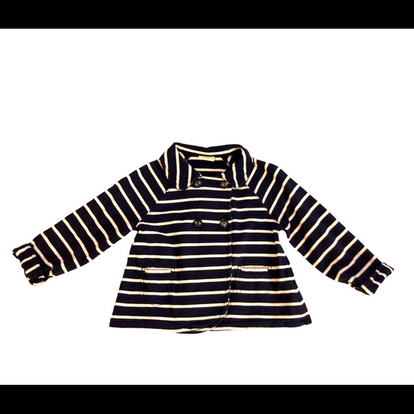 Crazy 8 Navy/ White Striped Nautical Jacket Size 7/8 - Picture 1 of 5